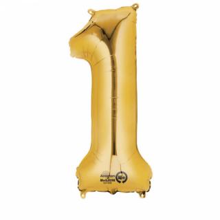 Balon folie cifra 1 auriu 100 cm