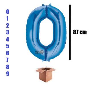 Balon folie cifra albastru umflat cu heliu 87cm