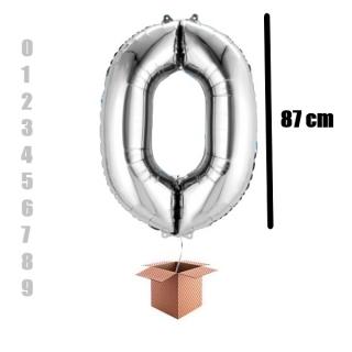 Balon folie cifra argintiu umflat cu heliu 87cm