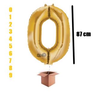 Balon folie cifra auriu umflat cu heliu 87cm