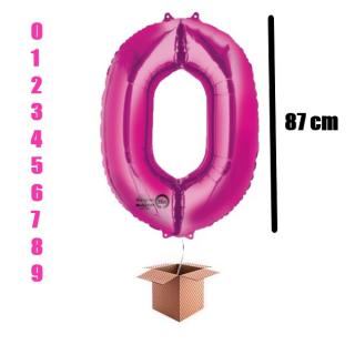 Balon folie cifra roz umflat cu heliu 87cm