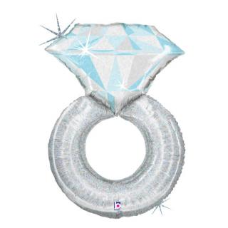 Balon folie inel diamant sclipici platinum nunta 97 cm