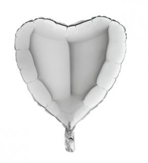 Balon folie inima argintie 24 cm