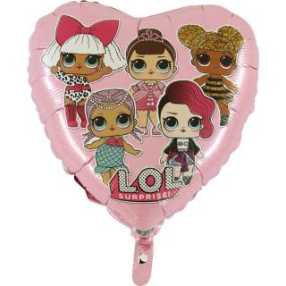 Balon folie inima LOL Suprise roz 46 cm