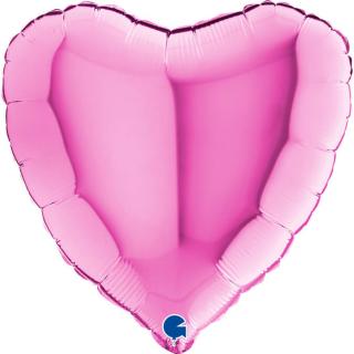 Balon folie inima roz metalizat 56 cm