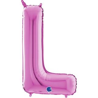 Balon folie litera L Roz 66 cm