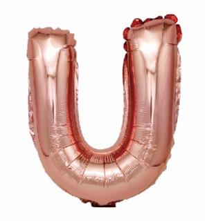 Balon folie litera U rose gold 40 cm