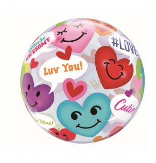 Balon folie LUV YOU inimioare transparent 45 cm