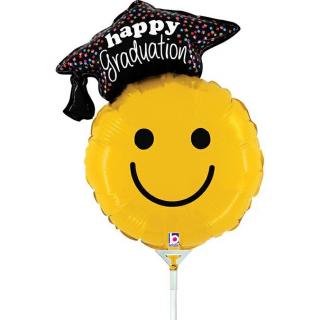 Balon folie mini figurina smile face absolvire   happy graduation 36 cm