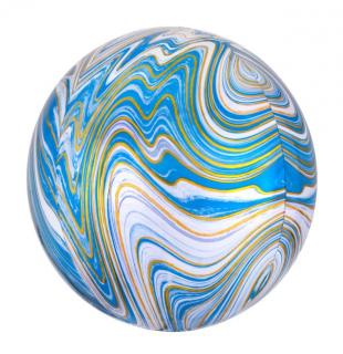 Balon folie orbz sfera albastru degrade marble 45 cm