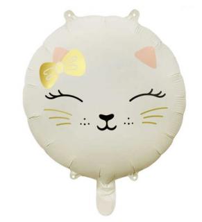 Balon folie rotund crem pisica 45 cm
