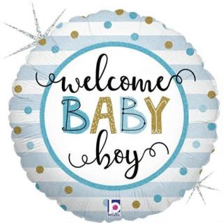 Balon folie rotund Welcome Baby Boy 46 cm