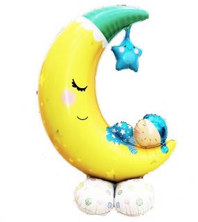 Balon folie stand luna cu bebe 110 x 70 cm