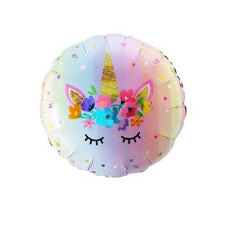 Balon folie unicorn flori rotund 45cm