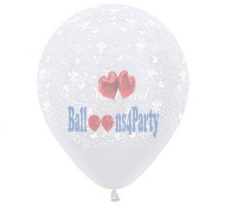 Balon latex jumbo imprimat Just Married alb 45cm