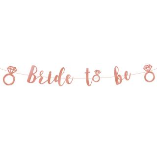 Banner carton Bride to be rose gold 150 cm