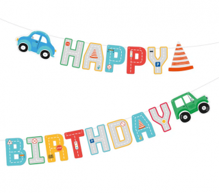 Banner carton Happy Birthday masini 17 x 250 cm