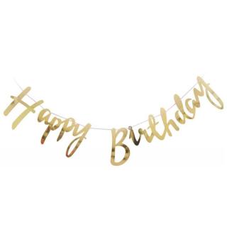 Banner Happy Birthday auriu 1m carton