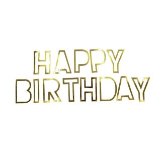 Banner Happy Birthday contur auriu 16.5  x 11.5 cm