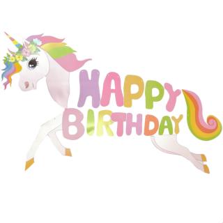 Ghirlanda   banner Happy Birthday unicorn 100 x 70cm