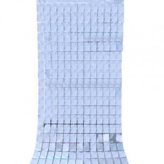 Perdea beteala patratele argintiu 2 x 1 m