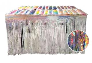 Perdea beteala scurta argintie holograma 75 x 275 cm