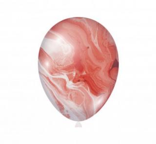 Set 10 baloane latex marmorat   degrade rosu 30 cm