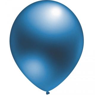 Set 10 baloane latex metalizat sidef albastru 30 cm