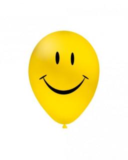 Set 10 baloane latex  Smile face galben 30 cm