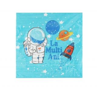 Set 10 servetele albastre Astronaut 33 x 33 cm