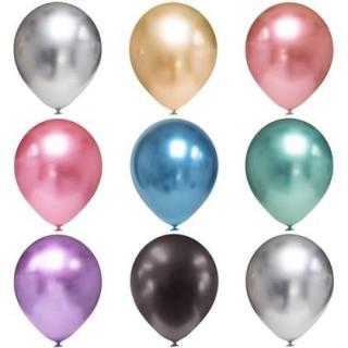 Set 100 baloane latex chrome multicolor 13cm