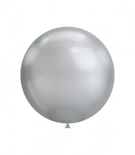 Set 2 baloane latex jumbo chrome argintiu 46 cm