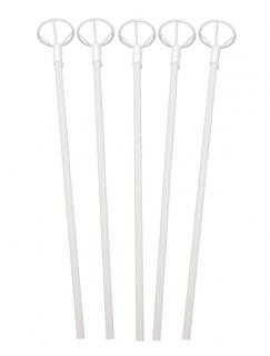 Set 25 bete albe cu rozete pentru baloane folie 40 cm