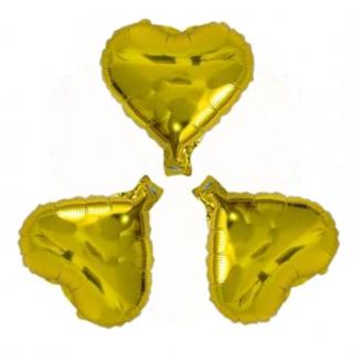 Set 3 baloane folie inima aurie 25 cm