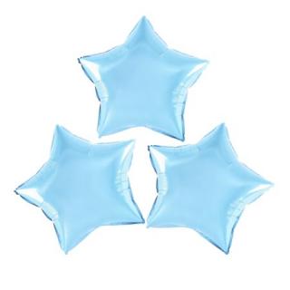 Set 3 baloane folie stea albastru deschis 25 cm