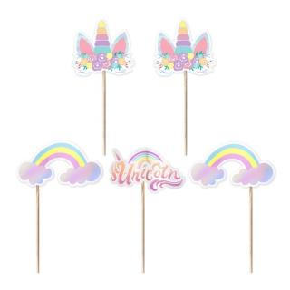 Set 5 decoratiuni briosa Unicorn Holograma 6 cm