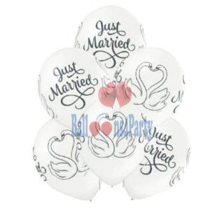 Set 6 baloane latex Just Married nunta 30cm