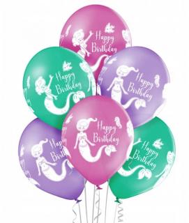 Set 6 baloane latex Sirena Happy Birthday 30 cm