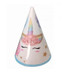 Set 8 coifuri Unicorn flori albastru 21 cm