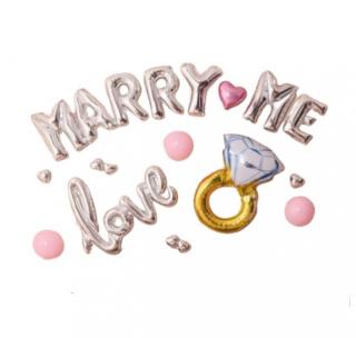 Set aranjament baloane Marry me   Casatoreste-te cu mine latex si folie 35 buc