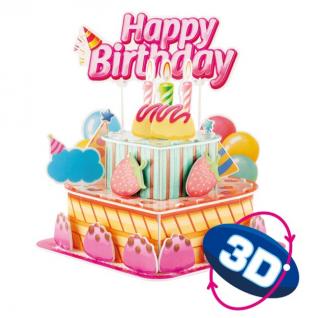 Set decor carton 3D tort cu fructe 14 x 20 cm