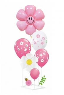 Suport decorativ baloane flori 6 bucati roz
