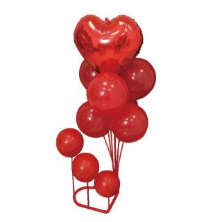Suport decorativ baloane inima rosie 10 buc