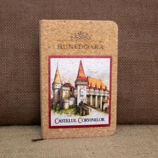 Agenda carnetel de calatorii suvenir, coperta din material de pluta, Castelul Corvinilor, Hunedoara