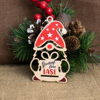 Glob de Craciun suvenir, din lemn personalizat,   Greetings from Iasi