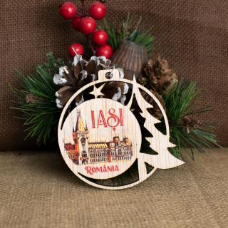 Glob de Craciun suvenir, din lemn, personalizat,   Palatul Culturii, Iasi