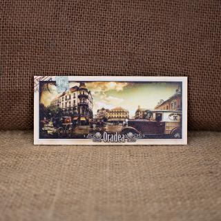 Magnet de frigider din lemn, acuarela, Belle Epoque   Trasuri si Masini  , Oradea