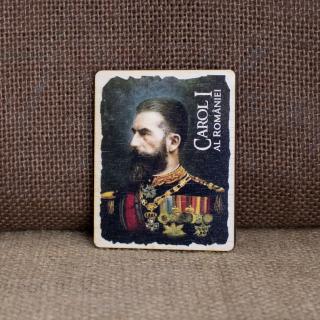 Magnet de frigider, din lemn, acuarela, Carol I al Romaniei