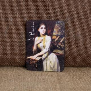 Magnet de frigider din lemn, acuarela,   Julia Hasdeu