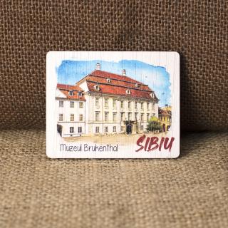 Magnet de frigider din lemn, acuarela, Muzeul National Brukenthal Sibiu